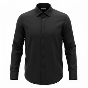 Armani Collezioni Mens Black Long Sleeve Button Down Dress Shirt Pointed Collar